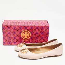 Pre Owned Tory Burch Light Pink Leather Benton Ballet Flats Size 38.5 