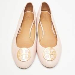 Pre Owned Tory Burch Light Pink Leather Benton Ballet Flats Size 38.5 