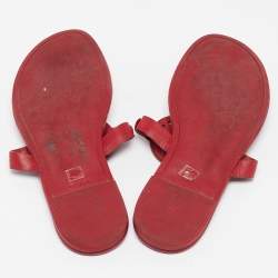 Pre Owned Tory Burch Red Leather Miller Flats Size 38