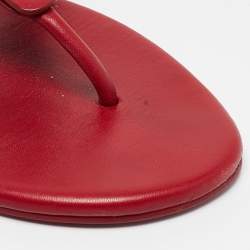 Pre Owned Tory Burch Red Leather Miller Flats Size 38