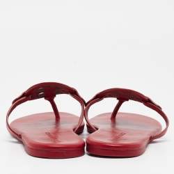 Pre Owned Tory Burch Red Leather Miller Flats Size 38