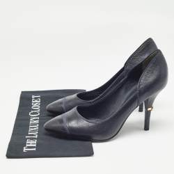 Pre Owned Tory Burch Navy Blue Leather Pointed Toe Pumps Size 39