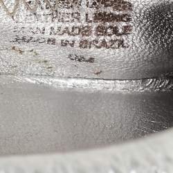 Pre Owned Tory Burch Silver Leather Ballet Flats Size 39.5