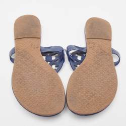 Pre Owned Tory Burch Blue Patent Leather Miller Thong Flats Size 39