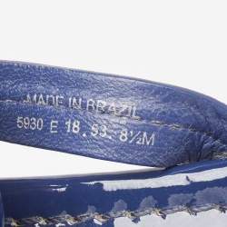 Pre Owned Tory Burch Blue Patent Leather Miller Thong Flats Size 39