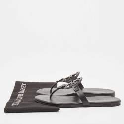 Pre Owned Tory Burch Black Leather Miller Thong Flats Size 38.5