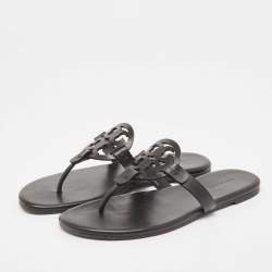 Pre Owned Tory Burch Black Leather Miller Thong Flats Size 38.5