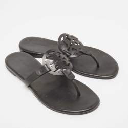 Pre Owned Tory Burch Black Leather Miller Thong Flats Size 38.5