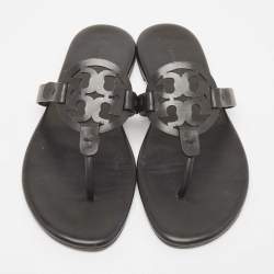 Pre Owned Tory Burch Black Leather Miller Thong Flats Size 38.5