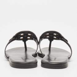 Pre Owned Tory Burch Black Leather Miller Thong Flats Size 38.5