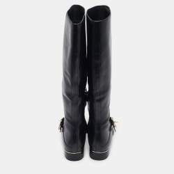 Tory Burch Black Leather knee Length Boots Size  39.5