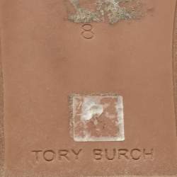 Pre Owned Tory Burch Orange/Grey Leather Miller Thong Flats Size 38.5