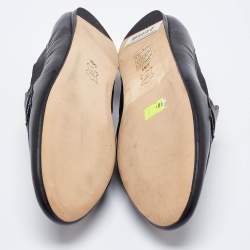 Pre Owned Tory Burch Black Leather Jolie Stretch Smoking Slippers Size 35