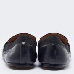 Pre Owned Tory Burch Black Leather Jolie Stretch Smoking Slippers Size 35