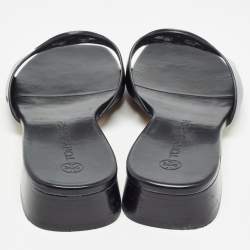 Pre Owned Tory Burch Black Leather Bombe Miller Slide Sandals Size 37.5