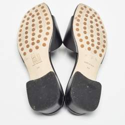 Pre Owned Tory Burch Black Leather Bombe Miller Slide Sandals Size 37.5