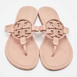 Tory Burch Pink Leather Crystal Embellished Miller Thong Flats Size 40.5 