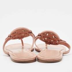 Tory Burch Pink Leather Crystal Embellished Miller Thong Flats Size 40.5 