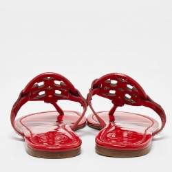 Pre Owned Tory Burch Red Patent Leather Miller Thong Flat Sandals Size 38