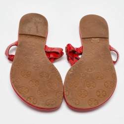 Pre Owned Tory Burch Red Patent Leather Miller Thong Flat Sandals Size 38