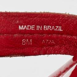 Pre Owned Tory Burch Red Patent Leather Miller Thong Flat Sandals Size 38