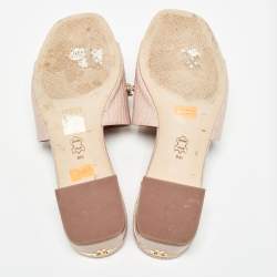 Pre Owned Tory Burch Pink Embossed Croc Crystal Embellished Slide Sandals Size 39.5