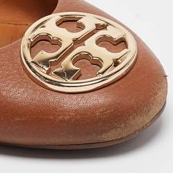 Tory Burch Brown Leather Chelsea Ballet Flats Size 39.5