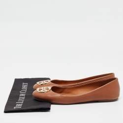 Tory Burch Brown Leather Chelsea Ballet Flats Size 39.5