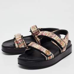 Tory Burch Multicolor Tweed and Leather Kira Sport Sandals Size 39.5