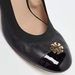 Tory Burch Black Leather Jolie Block Heel Pumps Size 38.5