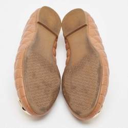 Pre Owned Tory Burch Brown Quilted Leather Benton 2 Ballet Flats Size 38.5