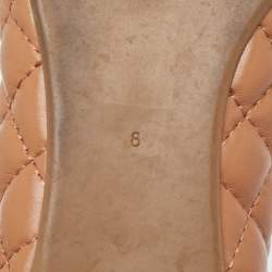 Pre Owned Tory Burch Brown Quilted Leather Benton 2 Ballet Flats Size 38.5