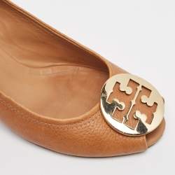 Tory Burch Brown Leather Julianne Peep Toe Wedge Pumps Size 40