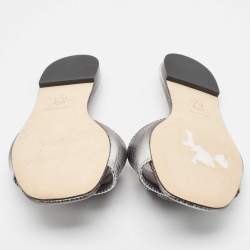 Pre Owned Tory Burch Ombre Grey Snakeskin Embossed Leather Eleanor Crystals Slide Flats Size 39