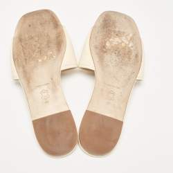 Tory Burch Cream Leather Eleanor Flat Slides Size 39.5