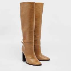 Tory Burch Brown Leather Knee Length Boots Size 38