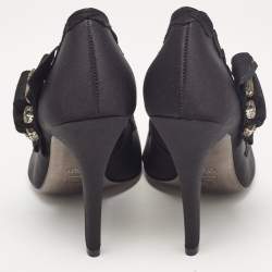 Tory Burch Black Satin Embellished Bow Pumps Size 41