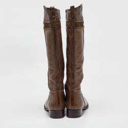 Tory Burch Brown Leather Knee Length Boots Size 41.5