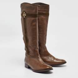 Tory Burch Brown Leather Knee Length Boots Size 41.5