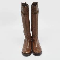 Tory Burch Brown Leather Knee Length Boots Size 41.5