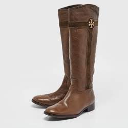 Tory Burch Brown Leather Knee Length Boots Size 41.5