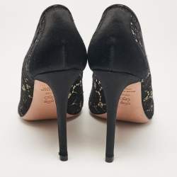 Tory Burch Black Satin and Mesh Pointed Toe Pumps Size 41