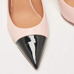 Pre Owned Tory Burch Pink/Black Leather Penelope Pointed Toe Pumps 37