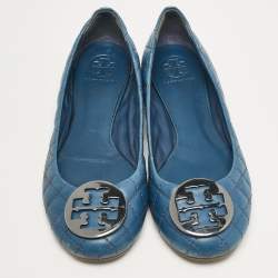 Tory Burch Blue Leather Ballet Flats Size 40