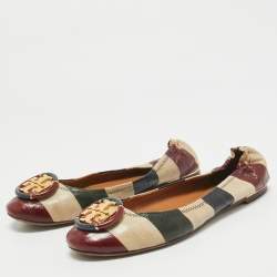 Pre Owned Tory Burch Multicolor Eel Leather Minnie Ballet Flats Size 39.5