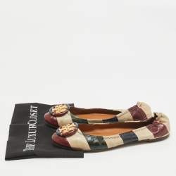 Pre Owned Tory Burch Multicolor Eel Leather Minnie Ballet Flats Size 39.5