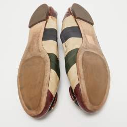 Pre Owned Tory Burch Multicolor Eel Leather Minnie Ballet Flats Size 39.5