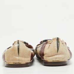 Pre Owned Tory Burch Multicolor Eel Leather Minnie Ballet Flats Size 39.5