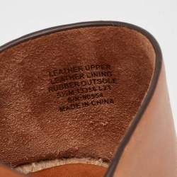 Pre Owned Tory Burch Brown Leather Espadrille Sandals Size 35.5