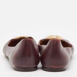 Tory Burch Burgundy Leather and Patent Cap Toe Chelsea Ballet Flats Size 40